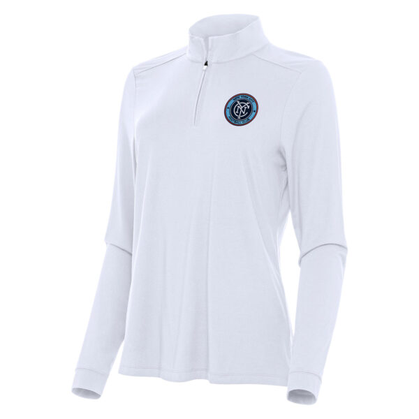 Women's Antigua White New York City FC Logo Intent Quarter-Zip Top