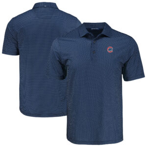 Men's Cutter & Buck Navy Chicago Cubs Pike Eco Shadow Check Print