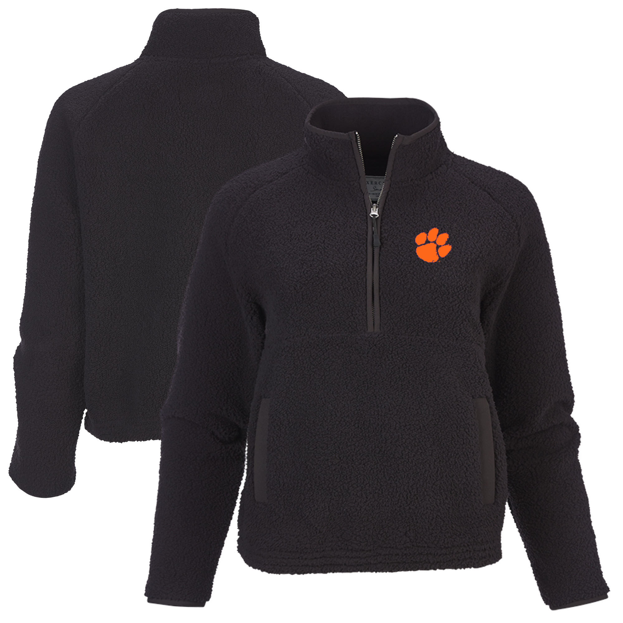 Women's Boxercraft Black Clemson Tigers Everest Raglan Fleece Half-Zip Sweatshirt