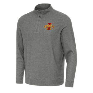 Men's Antigua Heather Charcoal Iowa State Cyclones Subtle Quarter-Zip Sweatshirt