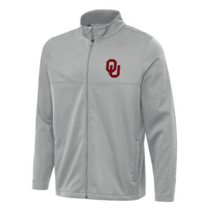 Men's Antigua Gray Oklahoma Sooners Links 2 Full-Zip Golf Jacket