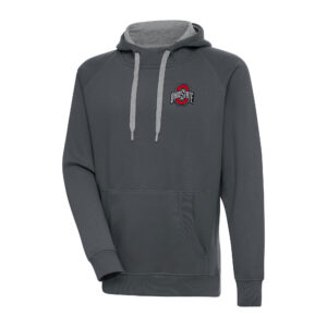 Men's Antigua Charcoal Ohio State Buckeyes Big & Tall Victory Pullover Hoodie