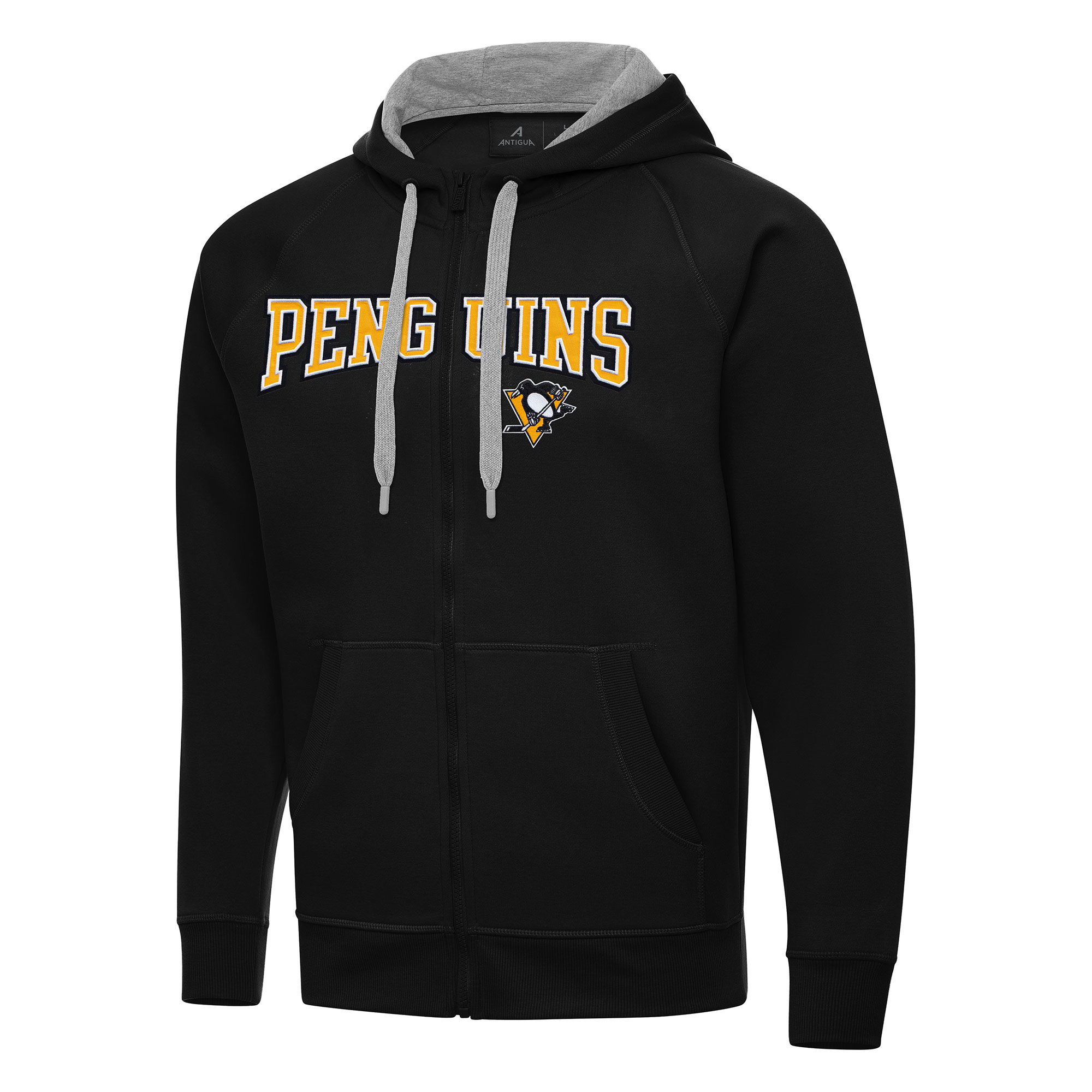 Men's Antigua Black Pittsburgh Penguins Big & Tall Victory Full-Zip Hoodie