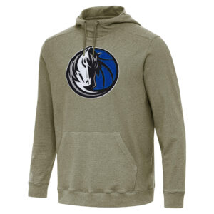 Men's Antigua Heather Olive Dallas Mavericks Cloud Pullover Hoodie
