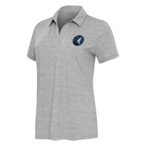 Women's  Antigua Heather Gray Minnesota Timberwolves Layout V-Neck Polo