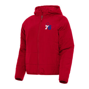 Women's Antigua Red Philadelphia 76ers Universe Full-Zip Puffer Jacket