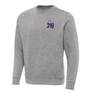 Men's Antigua Heather Gray Philadelphia 76ers Big & Tall Victory Crew Neck Pullover Sweatshirt