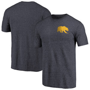 Men's Navy Heather California Bears Left Chest Distressed Logo Tri-Blend T-Shirt