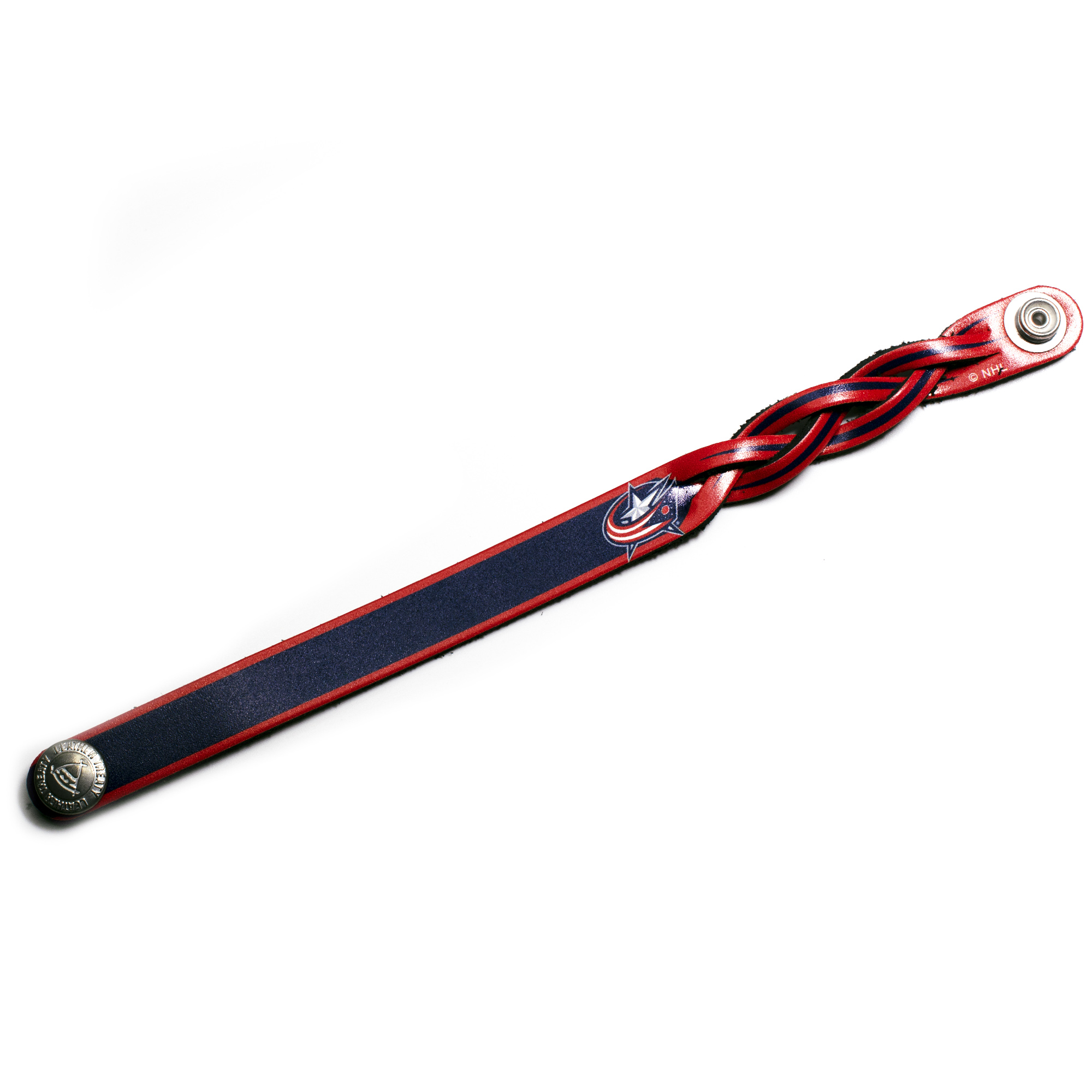 Columbus Blue Jackets Personalized Leather Single Braid Bracelet
