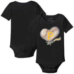 Infant Tiny Turnip Black Pittsburgh Pirates Heart Banner Bodysuit