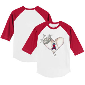 Infant Tiny Turnip White/Red Los Angeles Angels Tiara Heart Raglan 3/4 Sleeve T-Shirt