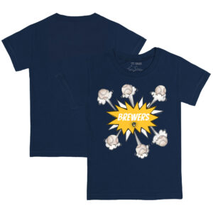 Toddler Tiny Turnip Navy Milwaukee Brewers Baseball Pow T-Shirt