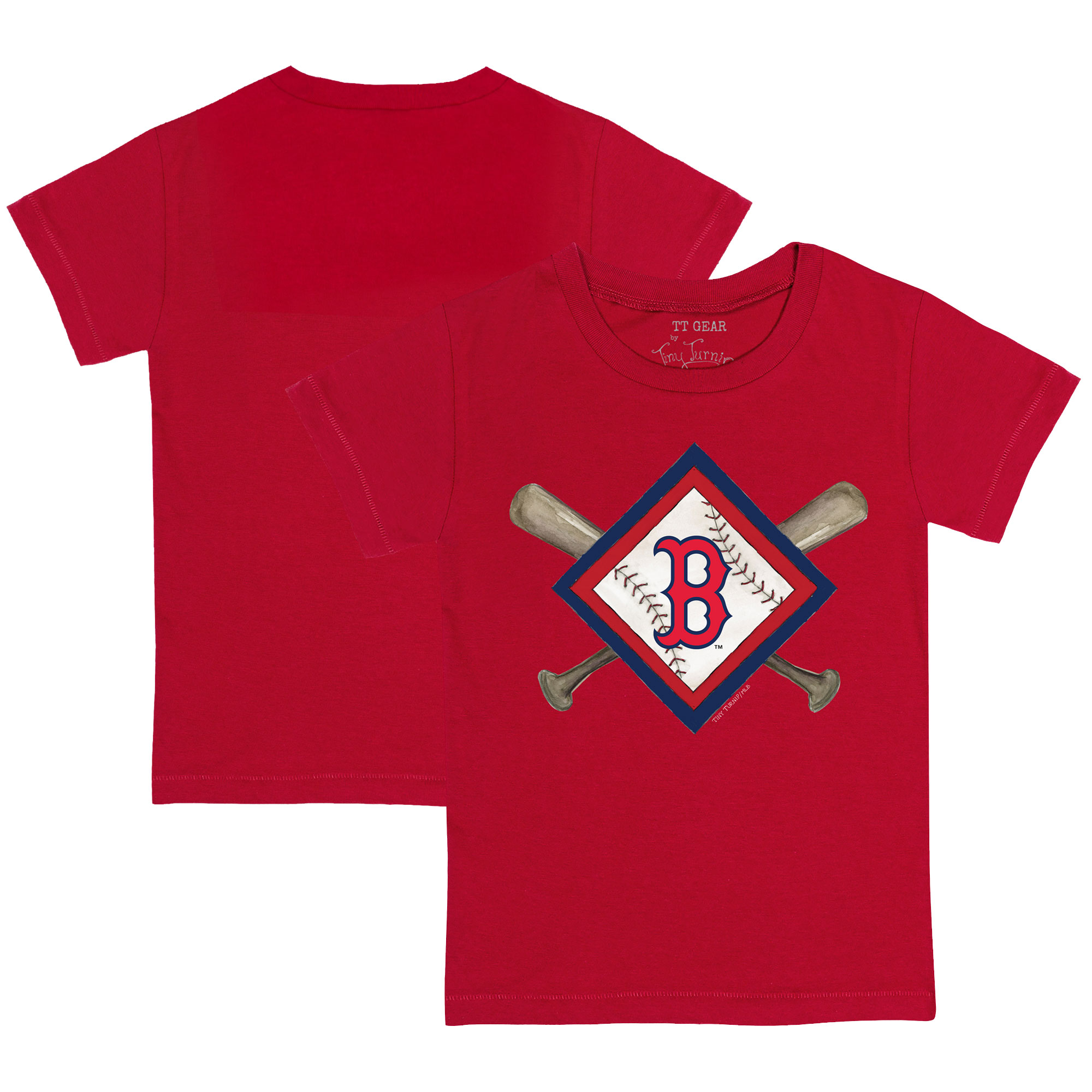 Toddler Tiny Turnip Red Boston Red Sox Diamond Cross Bats T-Shirt