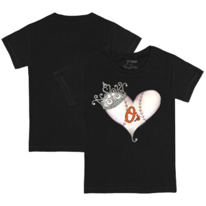 Toddler Tiny Turnip Black Baltimore Orioles Tiara Heart T-Shirt