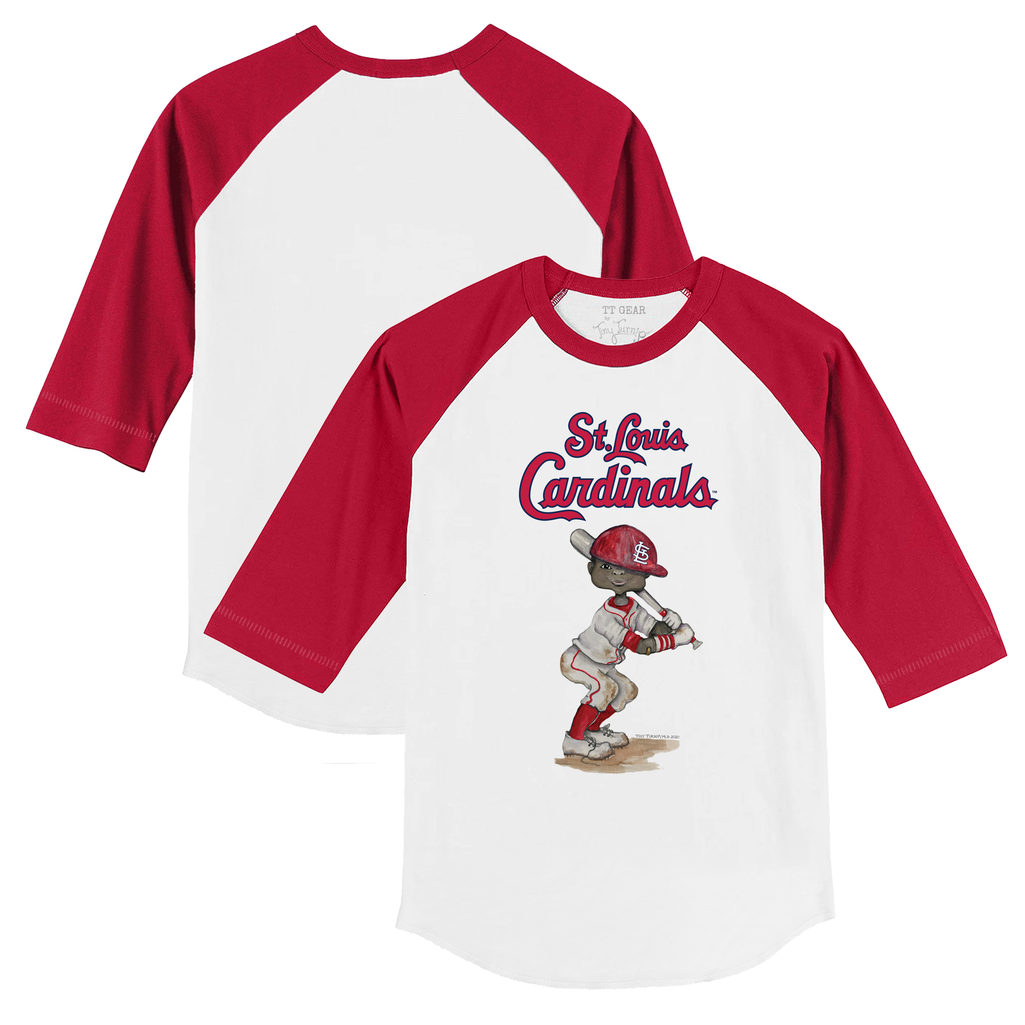 Youth Tiny Turnip White/Red St. Louis Cardinals James 3/4-Sleeve Raglan T-Shirt