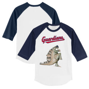 Youth Tiny Turnip White/Navy Cleveland Guardians Stega 3/4-Sleeve Raglan T-Shirt