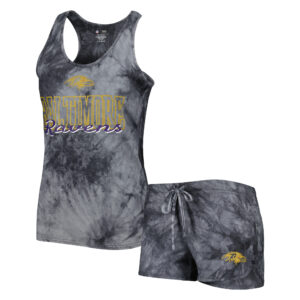 Women's Concepts Sport Charcoal Baltimore Ravens Billboard Scoop Neck Racerback Tank and Shorts Sleep Set