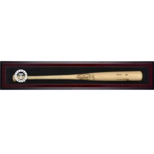 Texas Rangers Logo Mahogany Framed Single Bat Display Case