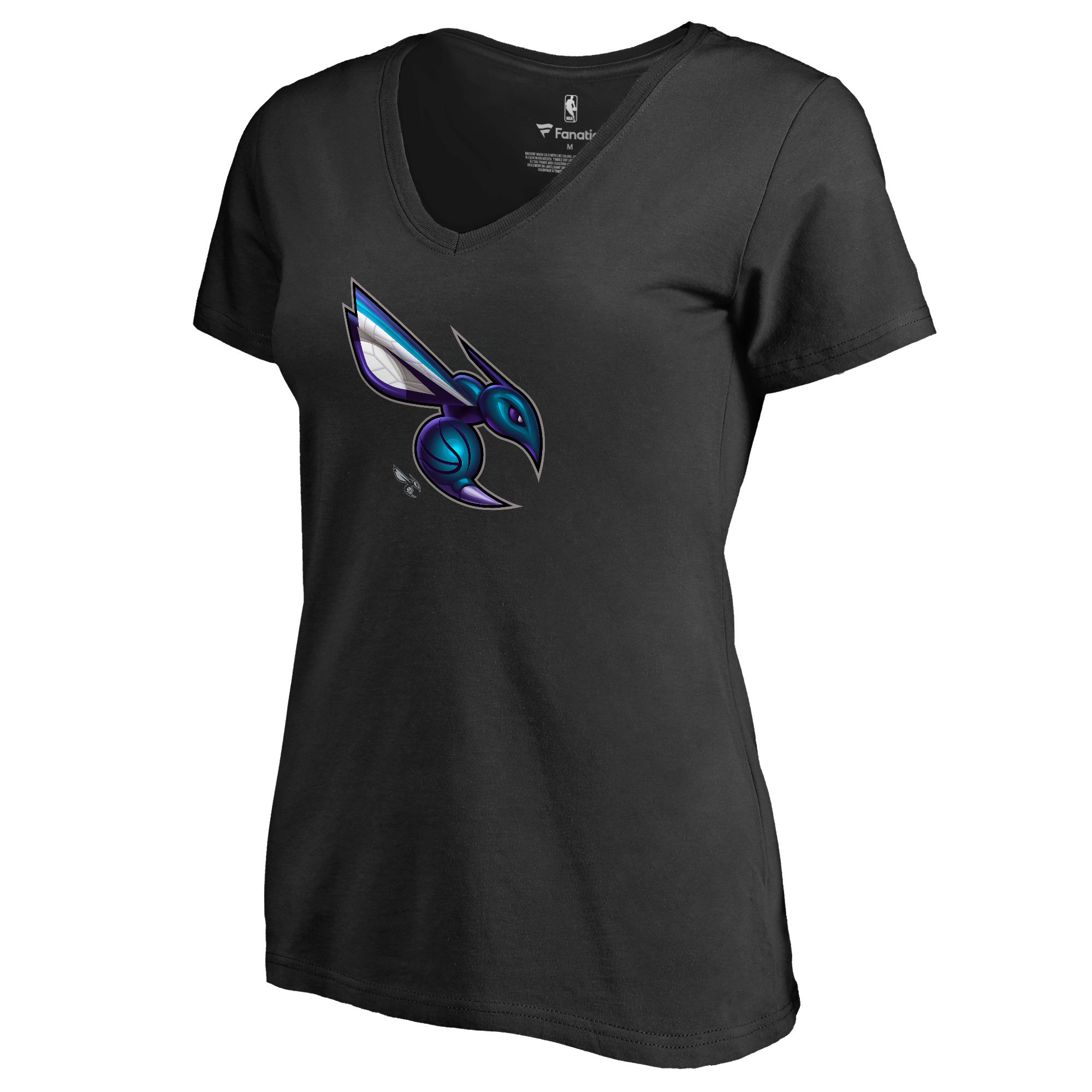 Women's Black Charlotte Hornets Midnight Mascot V-Neck T-Shirt