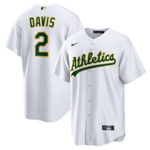 Men's Nike Khris Davis White Athletics Home Replica Player Name Jersey
