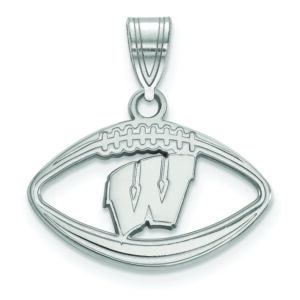 Women's Wisconsin Badgers Sterling Silver Logo Football Pendant