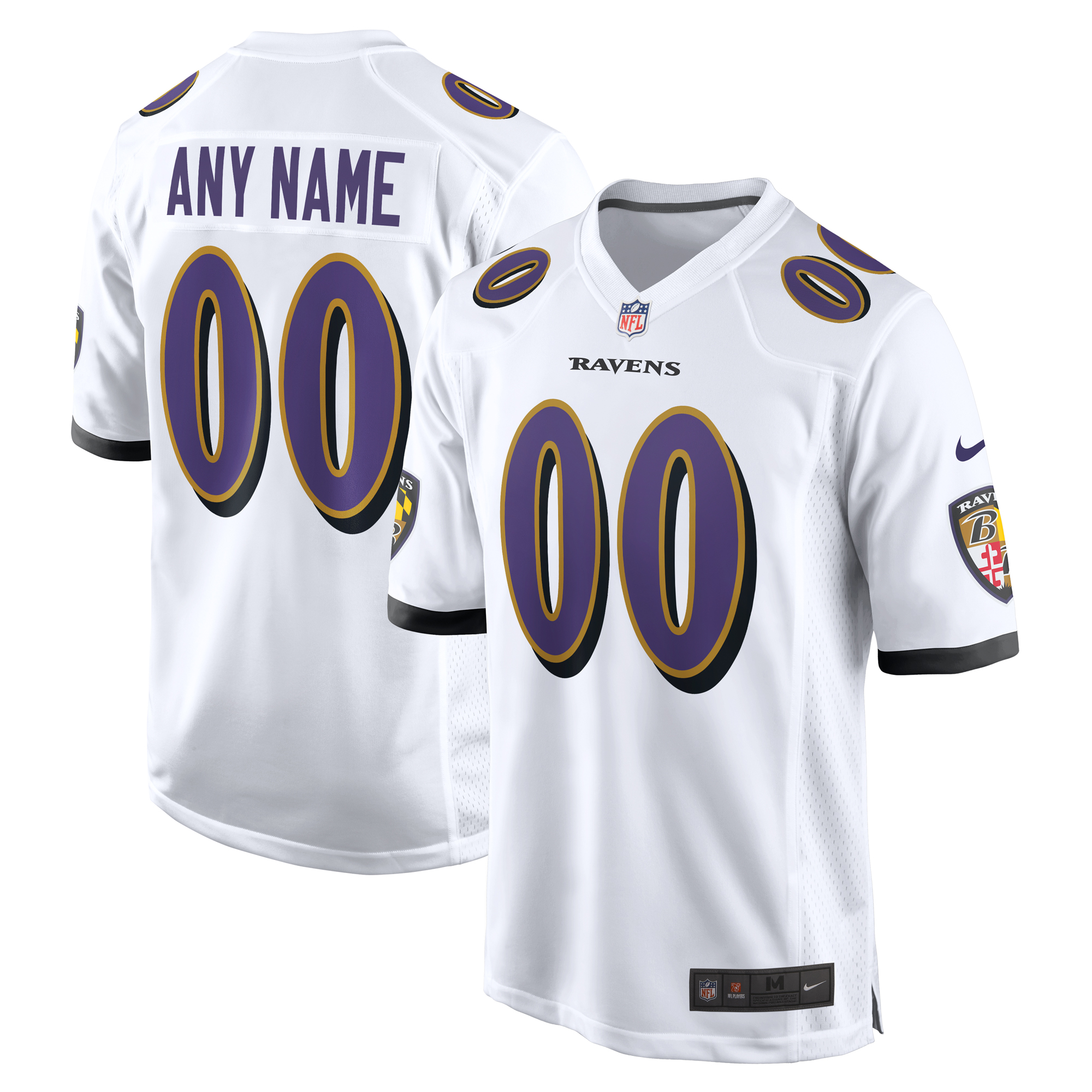 Men's Nike White Baltimore Ravens Custom Game Jersey