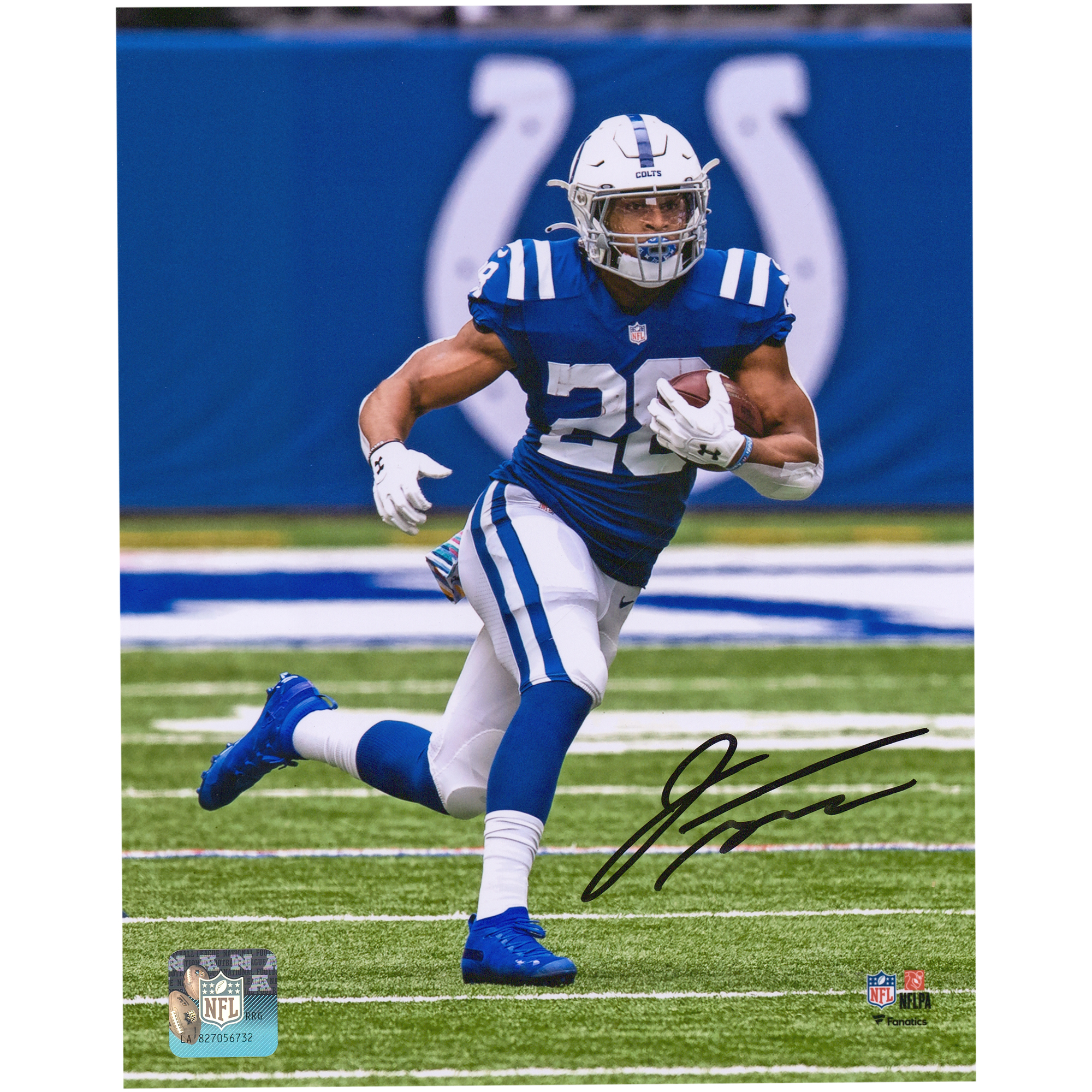 Jonathan Taylor Indianapolis Colts Autographed 8" x 10" Royal Jersey Running Photograph