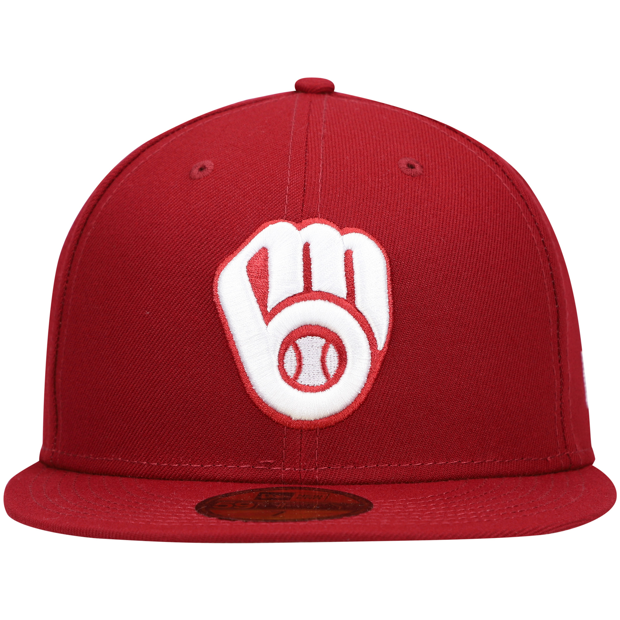 Men's New Era Cardinal Milwaukee Brewers White Logo 59FIFTY Fitted Hat - Image 3