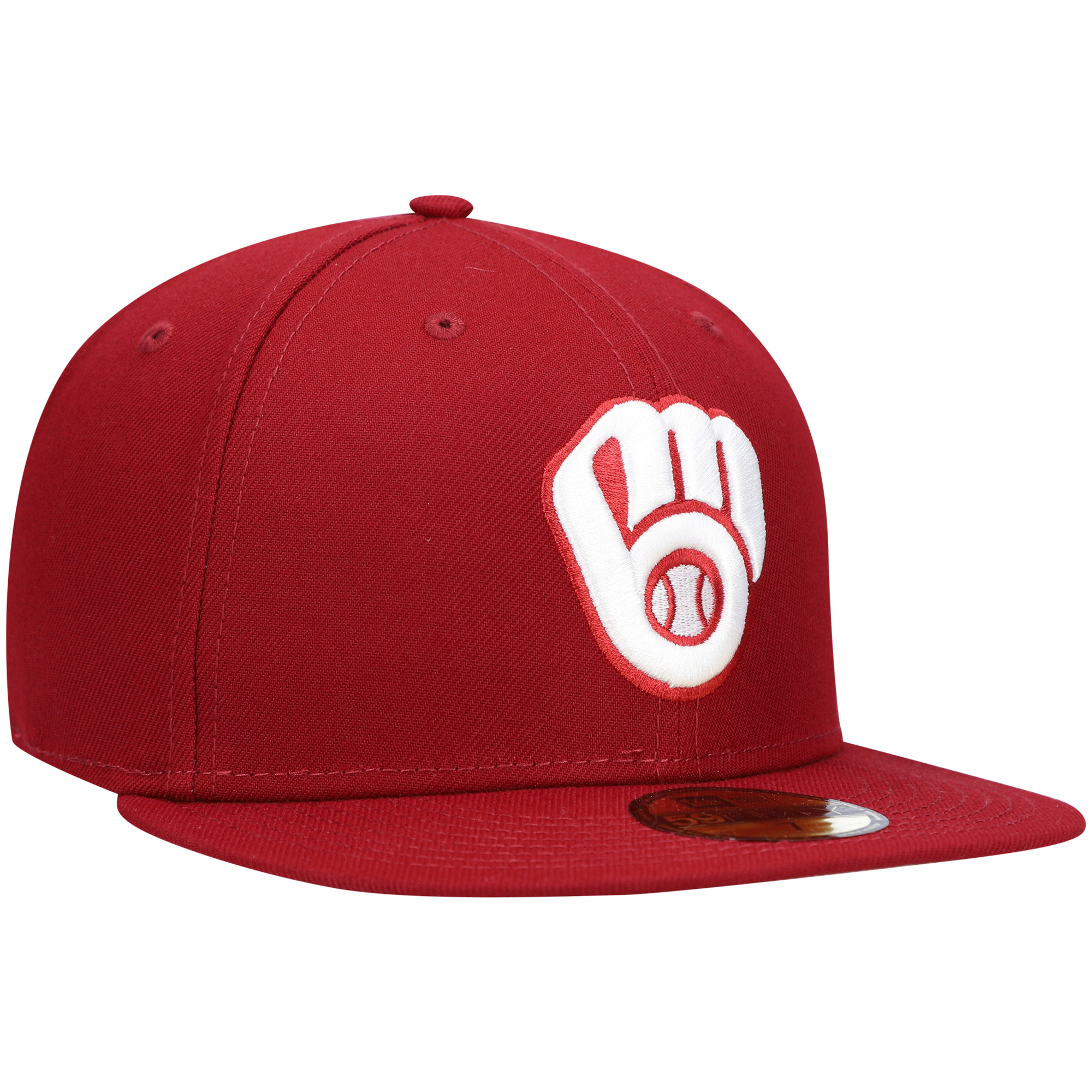 Men's New Era Cardinal Milwaukee Brewers White Logo 59FIFTY Fitted Hat - Image 4