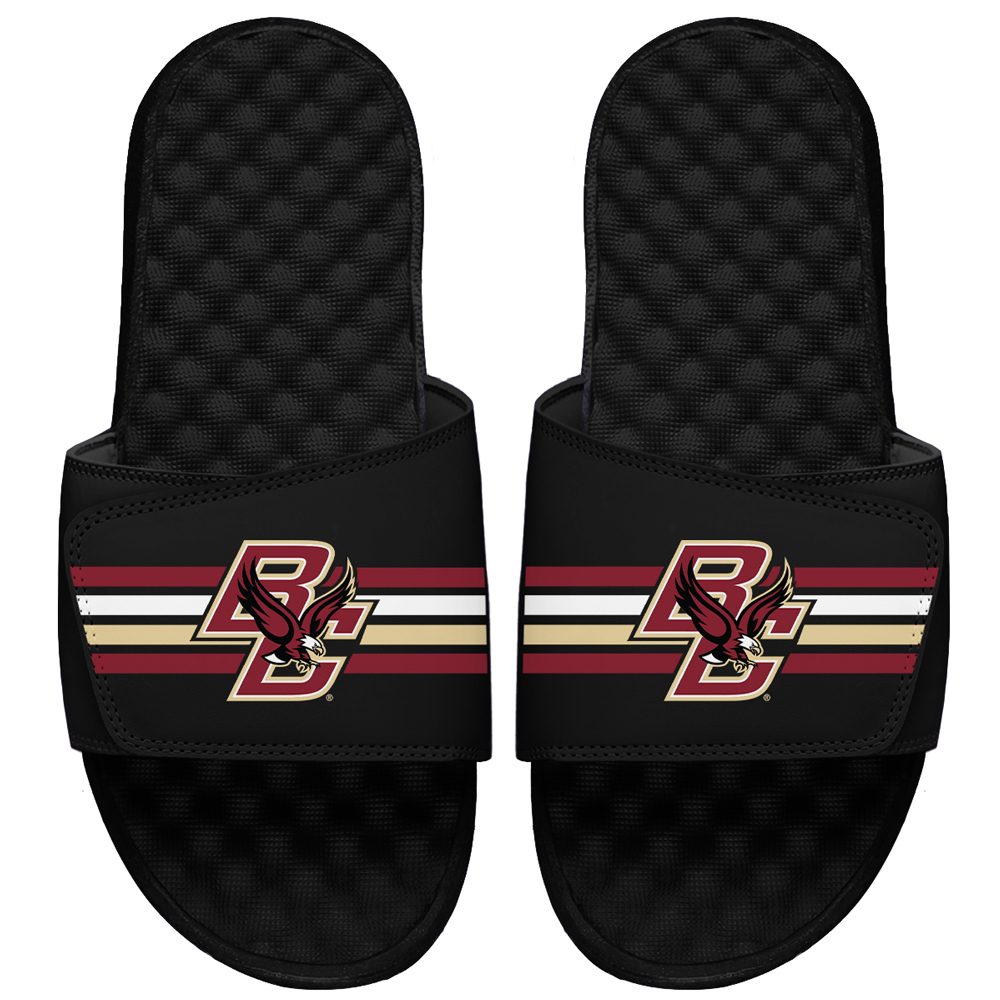 Men's ISlide Black Boston College Eagles Varsity Stripes Slide Sandals