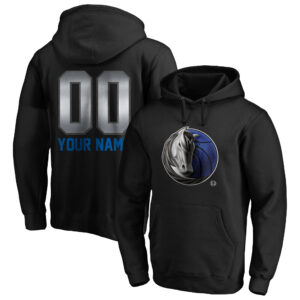 Men's Black Dallas Mavericks Midnight Mascot Personalized Name & Number Pullover Hoodie