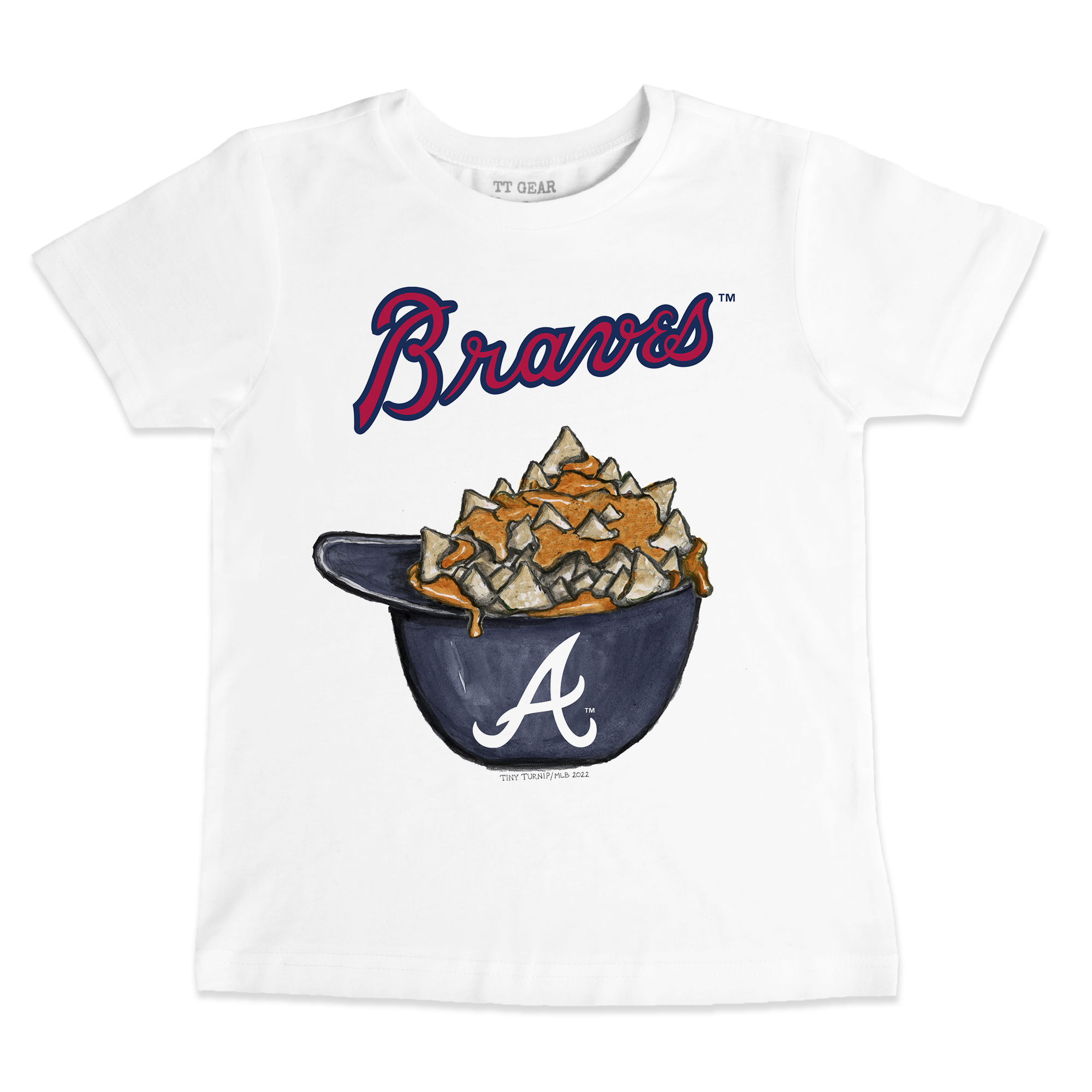 Youth Tiny Turnip White Atlanta Braves Nacho Helmet T-Shirt