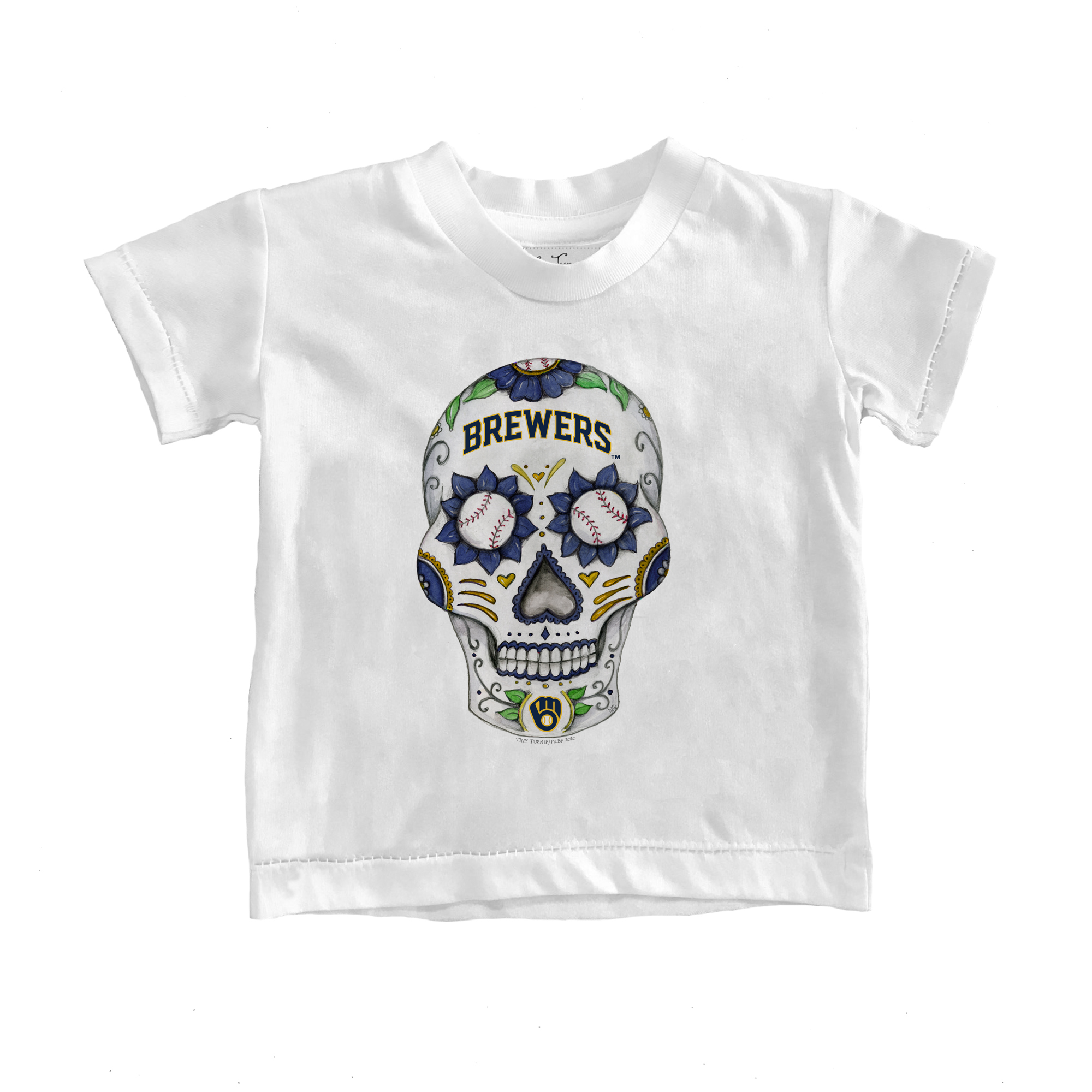 Youth Tiny Turnip White Milwaukee Brewers Sugar Skull T-Shirt