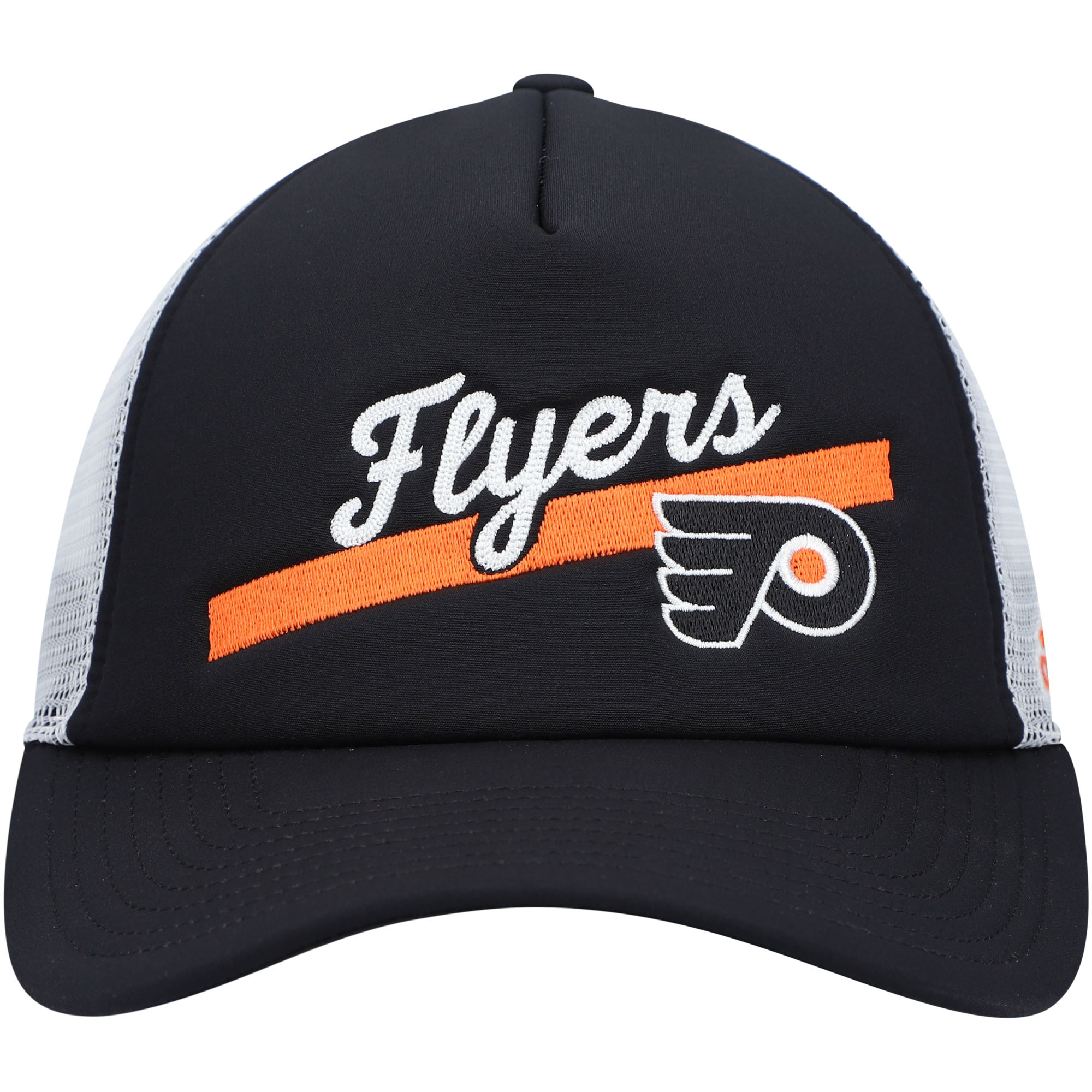 Women's adidas Black/White Philadelphia Flyers Foam Trucker Snapback Hat - Image 6