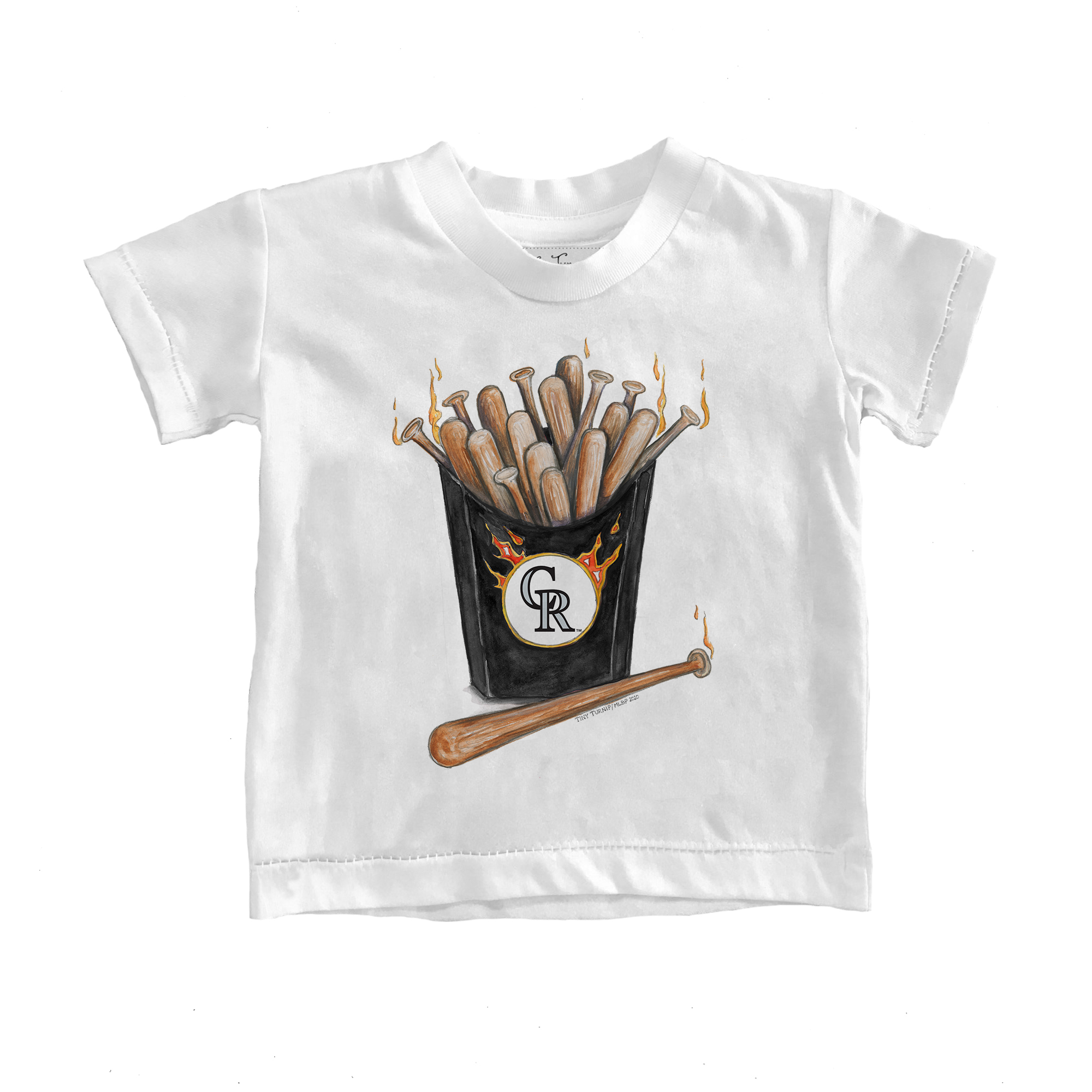Toddler Tiny Turnip White Colorado Rockies Hot Bats T-Shirt