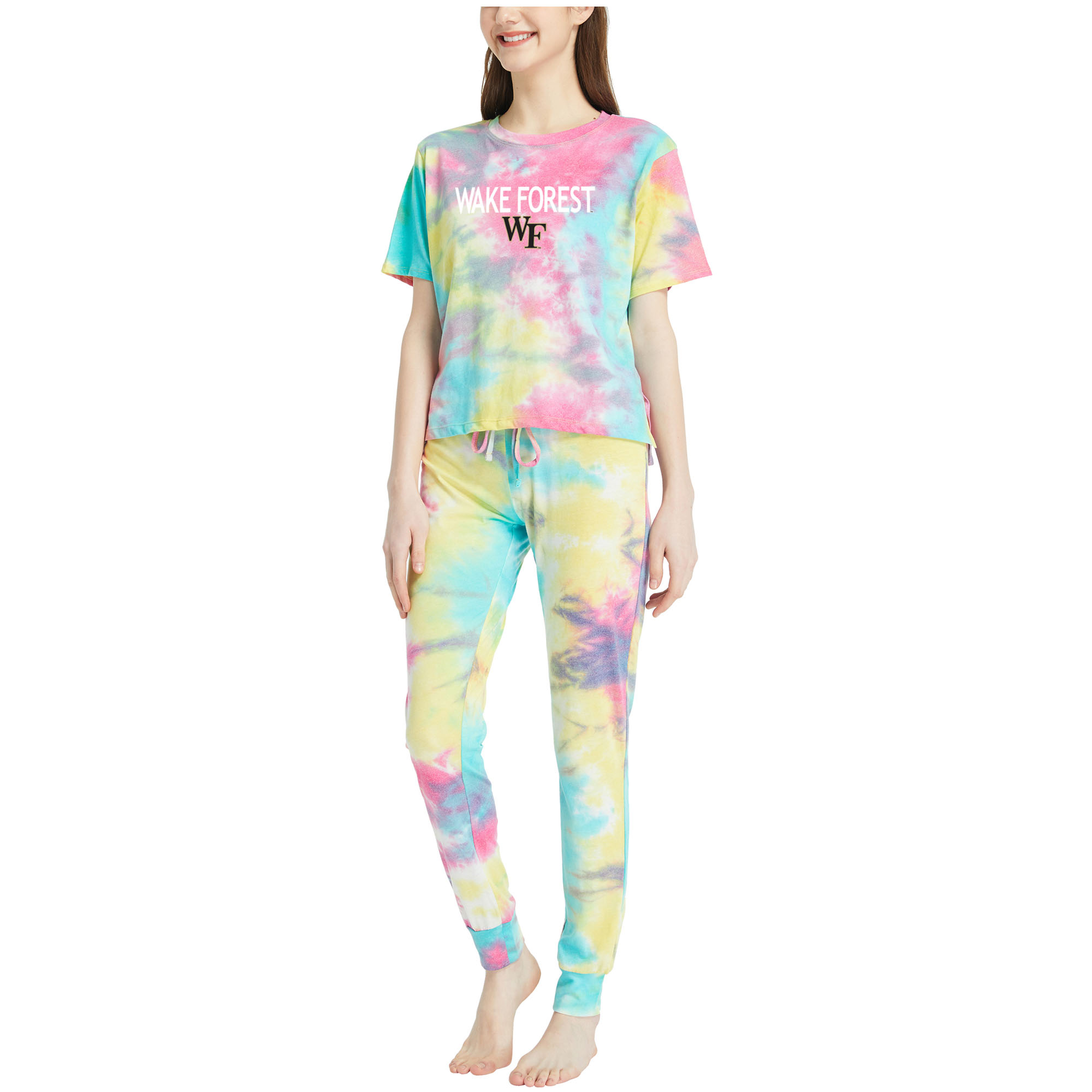Women's Concepts Sport Wake Forest Demon Deacons Velodrome Tie-Dye Top & Jogger Pants Set