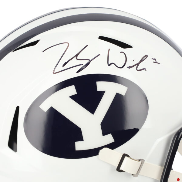 Zach Wilson BYU Cougars Autographed Riddell White Speed Replica Helmet - Image 5