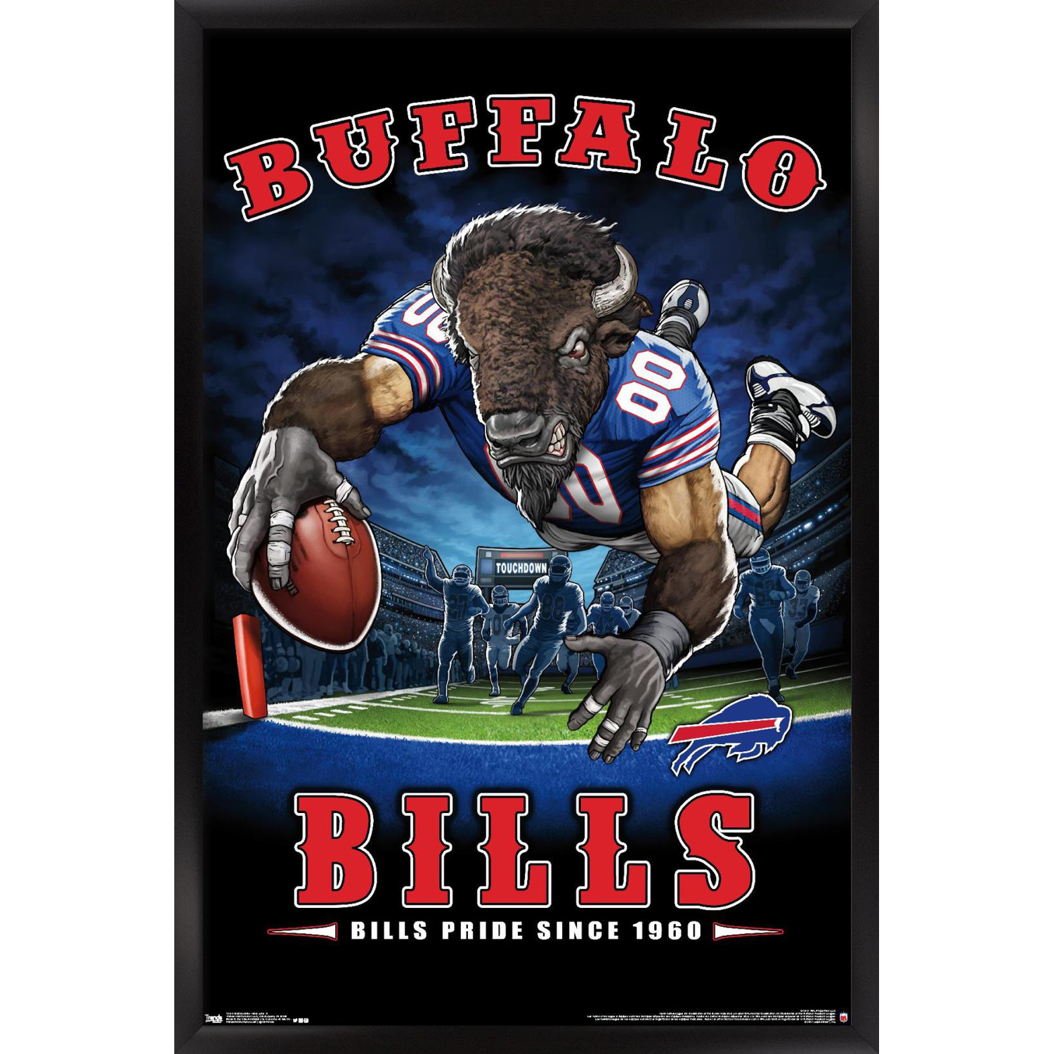 Buffalo Bills 24.25'' x 35.75'' Framed Mascot Endzone Poster - Image 5