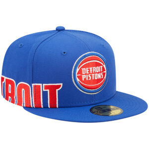 Men's New Era Blue Detroit Pistons Side Split 59FIFTY Fitted Hat
