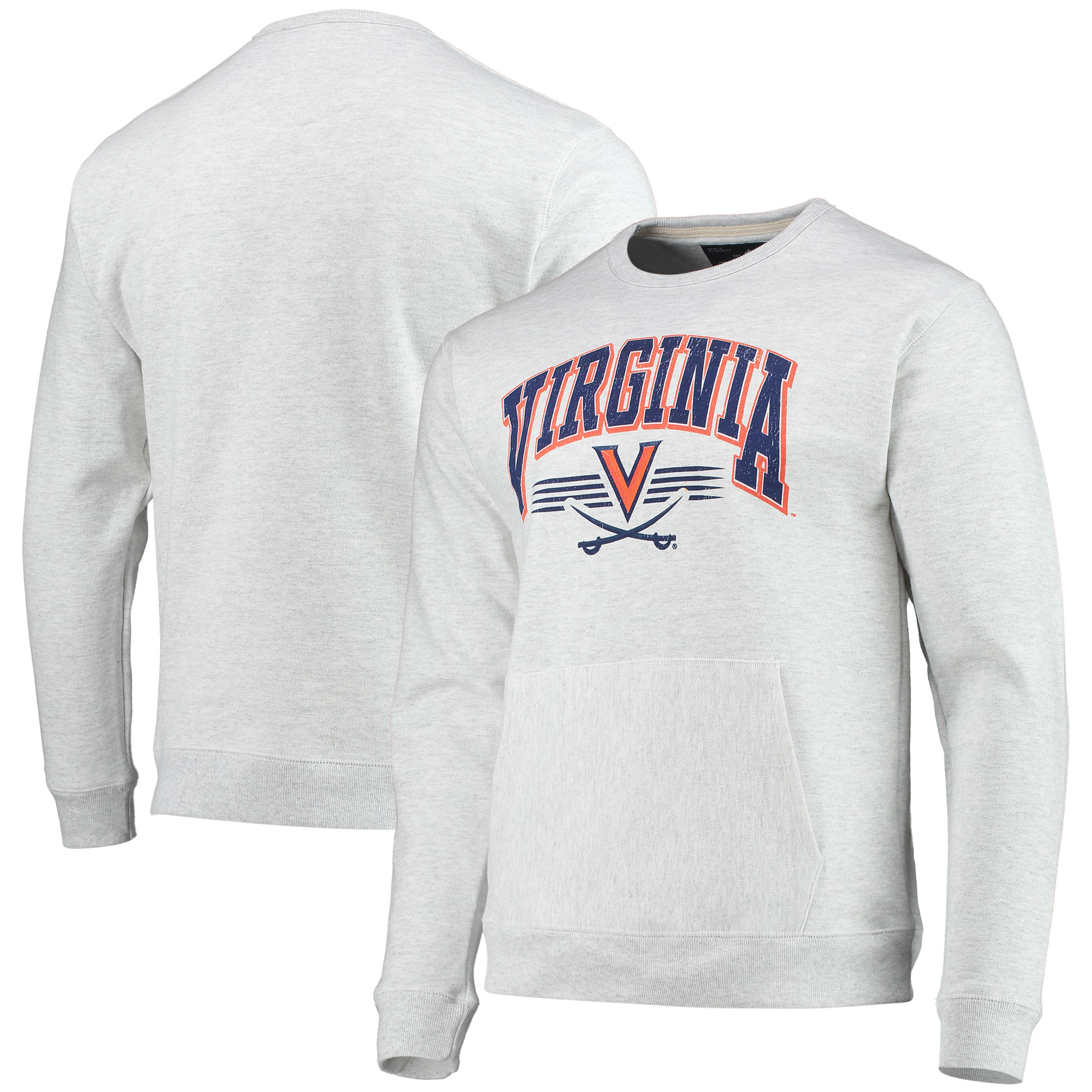 Men's League Collegiate Wear Heathered Gray Virginia Cavaliers Upperclassman Pocket Pullover Sweatshirt - Image 5