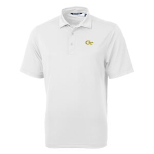 Men's Cutter & Buck White Georgia Tech Yellow Jackets Big & Tall Virtue Eco Pique Recycled Polo