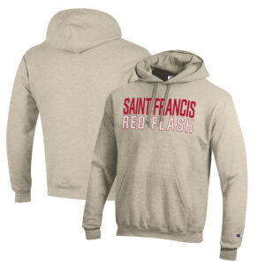 Men's Champion Oatmeal Saint Francis Red Flash Eco Powerblend Pullover Hoodie