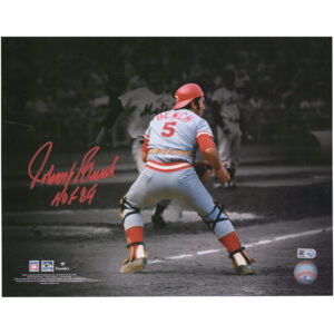 Johnny Bench Cincinnati Reds Autographed 11" x 14" Catching Spotlight Photograph with "HOF 89" Inscription