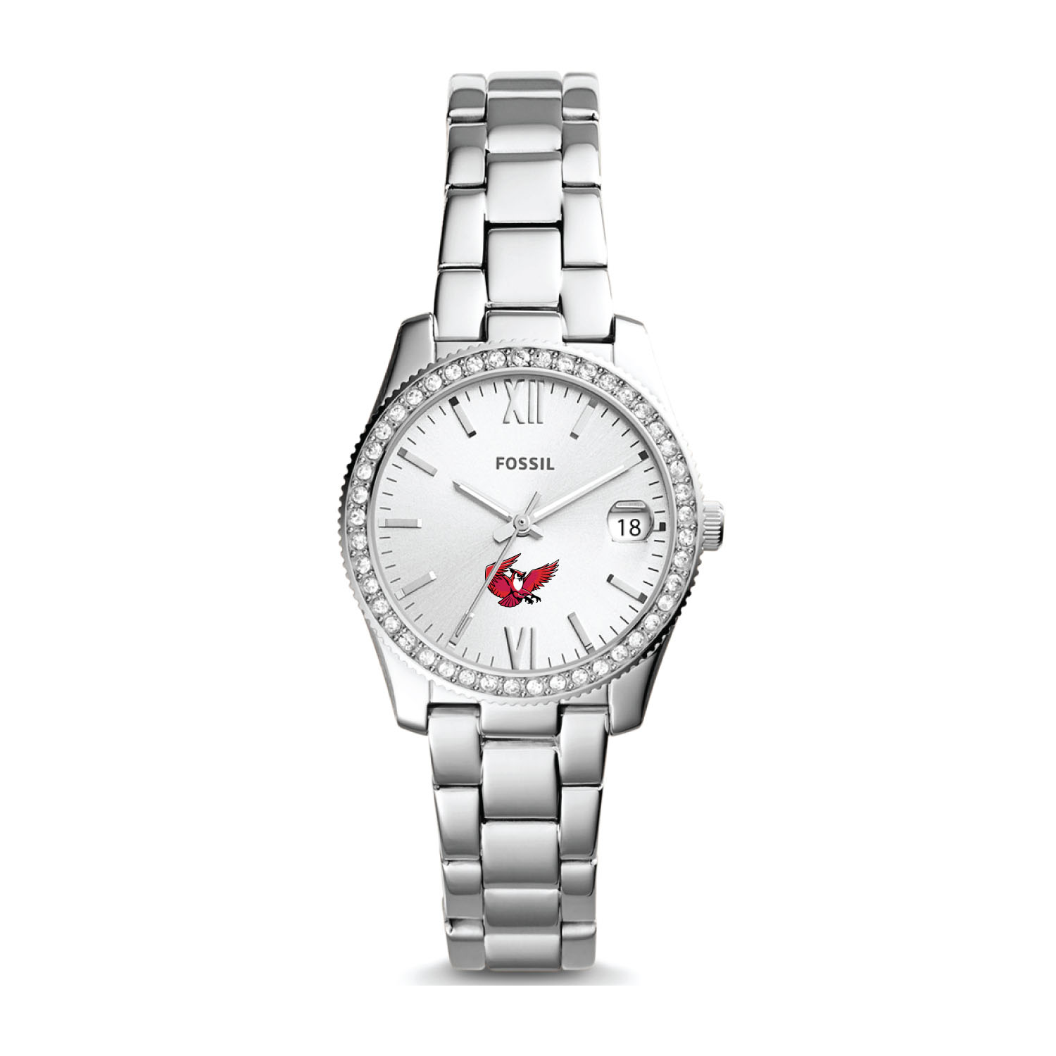 Women's Fossil Silver Keene State Owls Scarlette Mini Three-Hand Date Watch