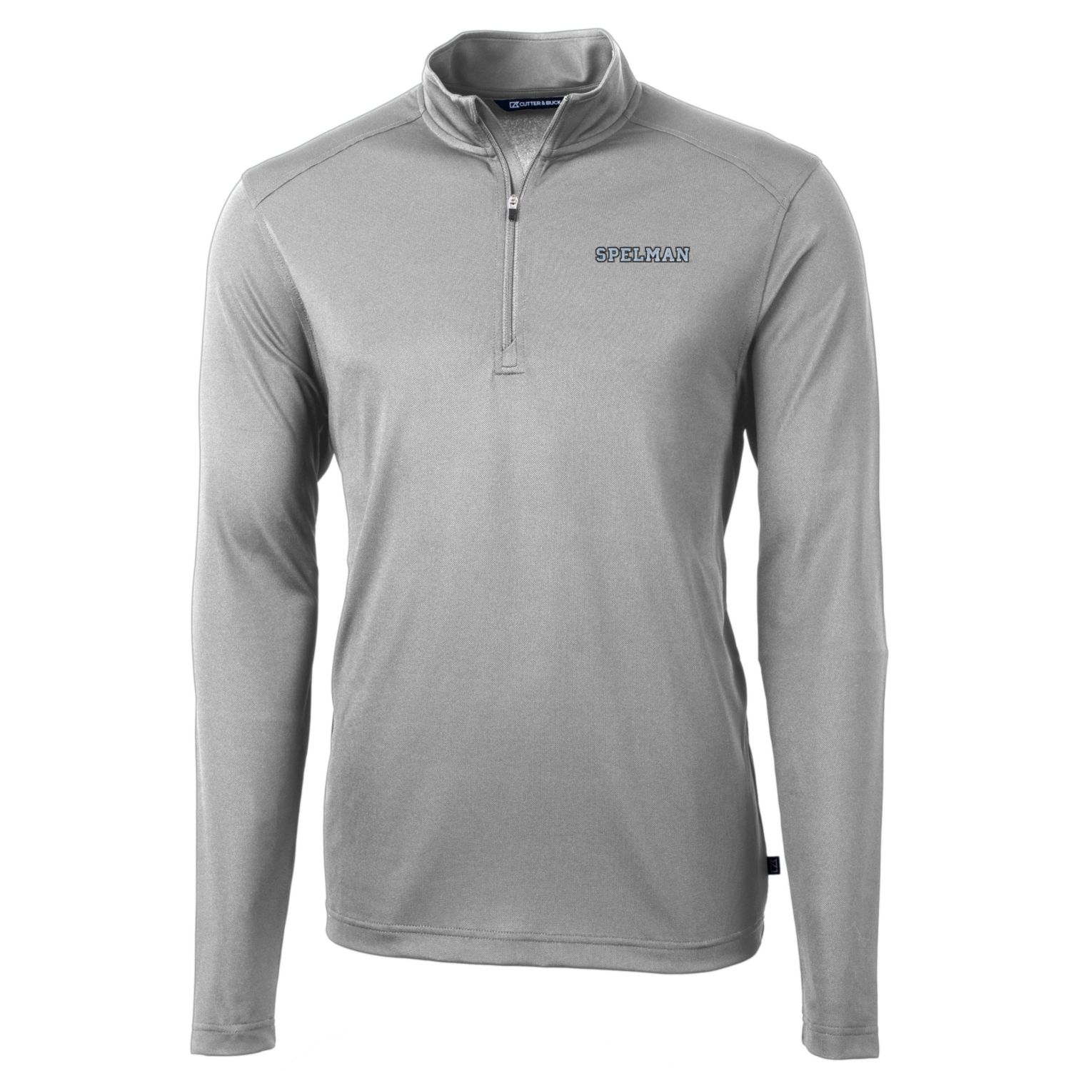 Men's Cutter & Buck Gray Spelman College Jaguars Big & Tall Virtue Eco Pique Recycled Quarter-Zip Pullover Top - Image 6