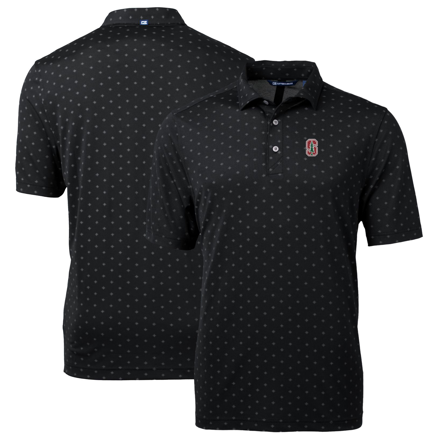 Men's Cutter & Buck Black Stanford Cardinal Big & Tall Virtue Eco Pique Tile Print Recycled Polo - Image 2