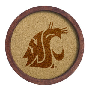 Washington State Cougars 20.25'' Round Faux Barrel Framed Cork Board