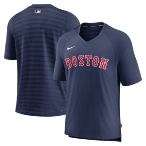 Men's Nike Navy Boston Red Sox Authentic Collection Pregame Raglan Performance V-Neck T-Shirt
