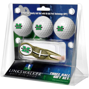 Marshall Thundering Herd 3-Pack Golf Ball Gift Set with Gold Crosshair Divot Tool