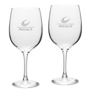 Malcolm X College Hawks 19oz. 2-Piece Traditional Robusto Red Wine Table Glass Set